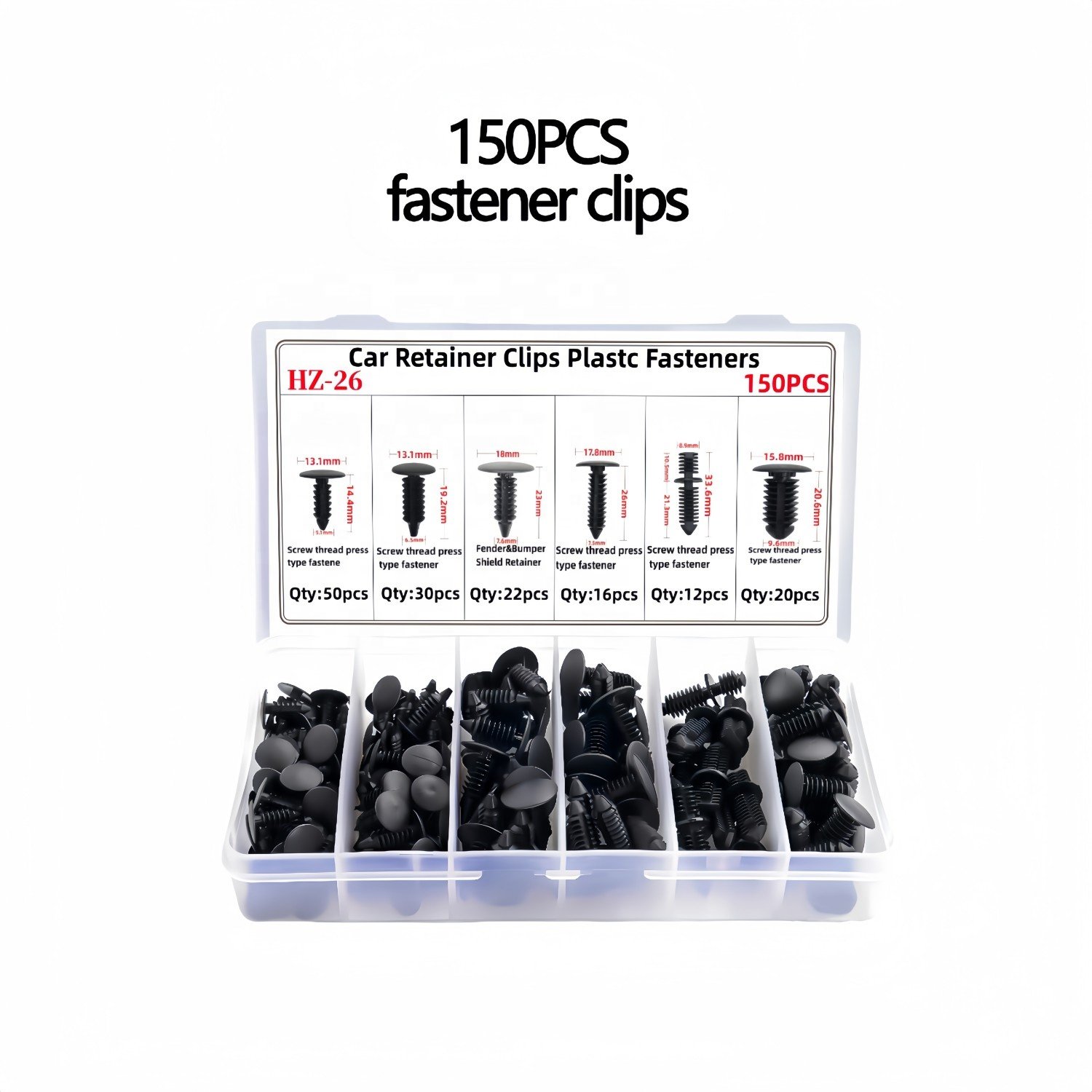 146PCS Nylon Bumper Shield Retainers Clips Universal Auto Body Shield Retainer Fastener Clip Assortment Bonus Remover