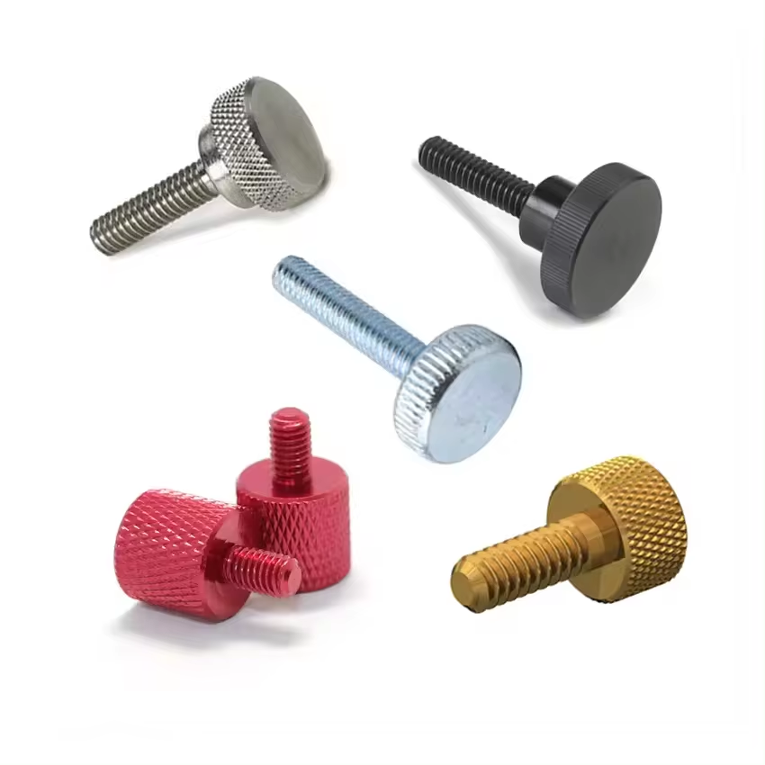 High Precision Stainless Steel Bronze Brass Knurled Screw With Custom Round Anodized Aluminum Knurled Thumb Screw