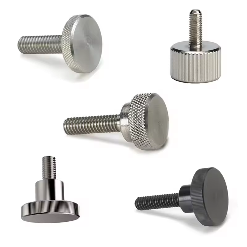 High Precision Stainless Steel Bronze Brass Knurled Screw With Custom Round Anodized Aluminum Knurled Thumb Screw