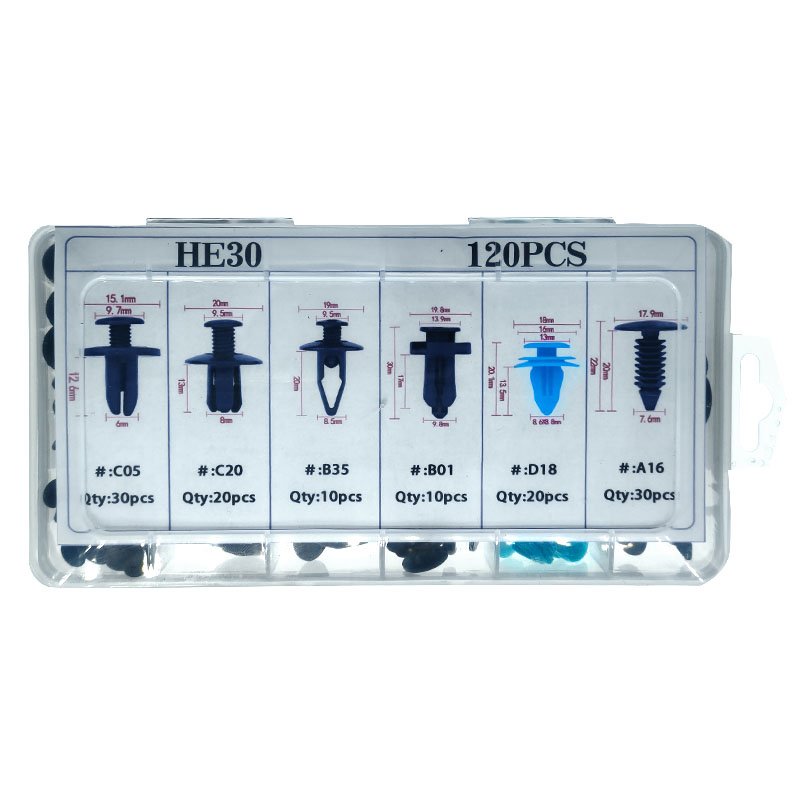 120PCS/set Universal Auto Rivet Clips Plastic Fastener Rivets Clips Set Body Clips Assortment HE30