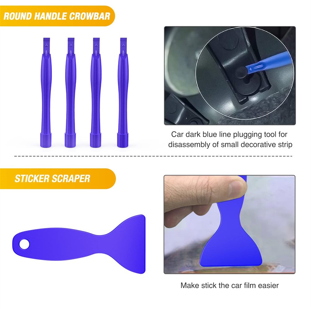 Crowbar Pry Kit Car Panel Radio Removal Clip Pliers Push Pin Bumper Retainer Set Fastener Terminal Trim Removal Tool