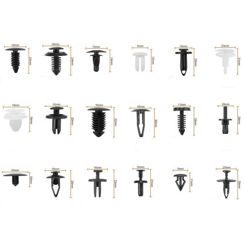 Plastic Auto Retainers Car Clips with Remove Tools for Car Panel Black/white 18 Sizes 24box/carton He+tools OEM /ODM