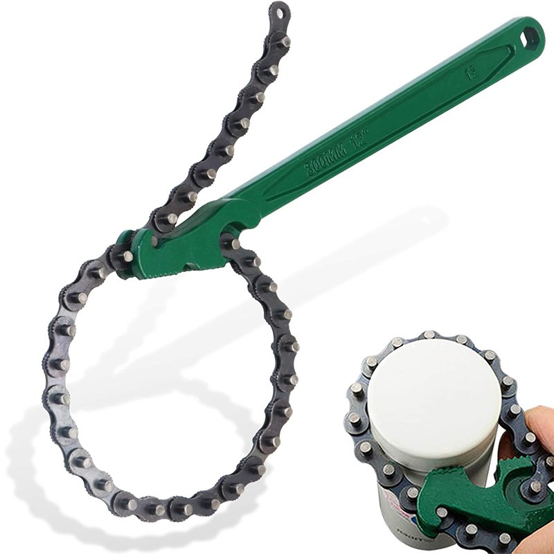 9" 12" 16" 24" Sturdy Carbon Steel Adjustable Heavy-Duty Ratcheting Chain Oil Filter Wrench Tool Kit