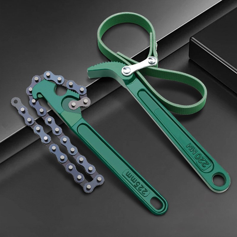 9" 12" 16" 24" Sturdy Carbon Steel Adjustable Heavy-Duty Ratcheting Chain Oil Filter Wrench Tool Kit