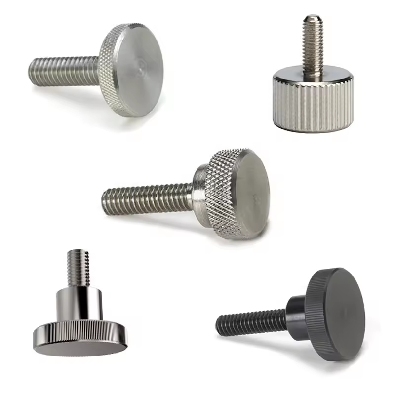 Buy High Precision Stainless Steel Bronze Brass Knurled Screw with Custom Round Anodized Aluminum Knurled Thumb Screw