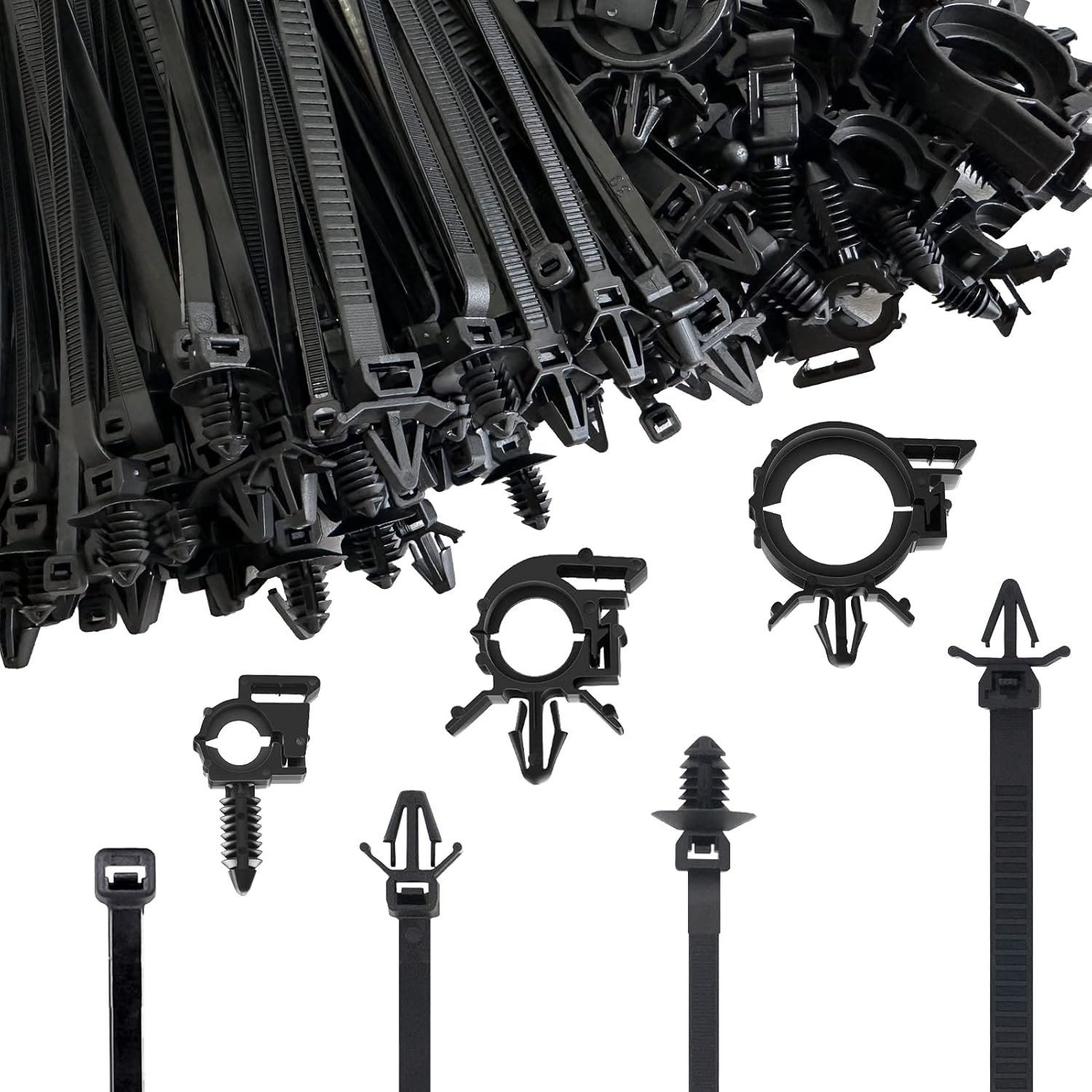 Push Mount Cable Zip Tie with Car Wire Loom Routing Clips,Car Clips Contains 7 Sizes Universal