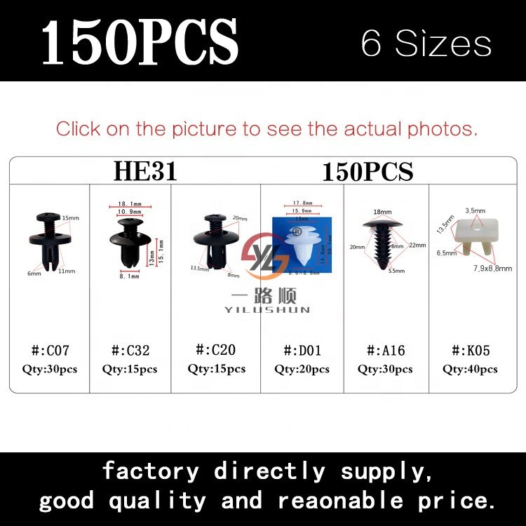 150Pcs Body Clips And Fasteners Auto Plastic Fastener Car Spare Parts Wholesale