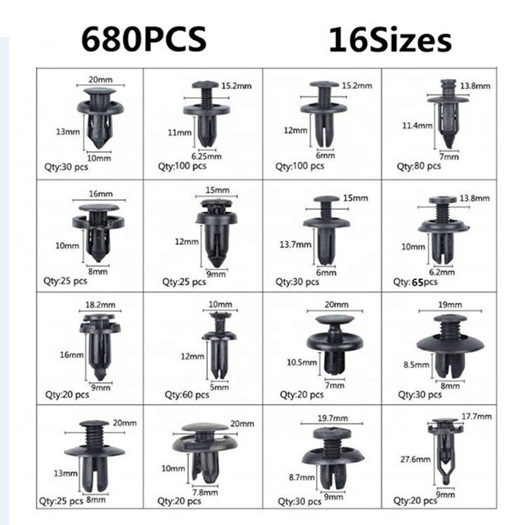 680 Pcs Universal Auto Fasteners Clips and Plastic Fasteners Car Mats Automotive Door Panel Bumper Multifunction Clip kit