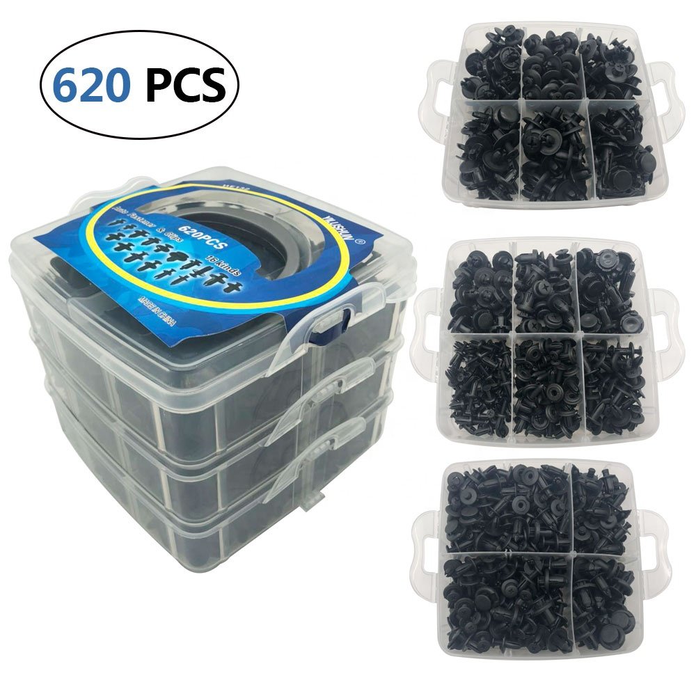 620 piece automatic fastener clip hybrid body push pin rivet bumper door trim panel retainer fastener kit