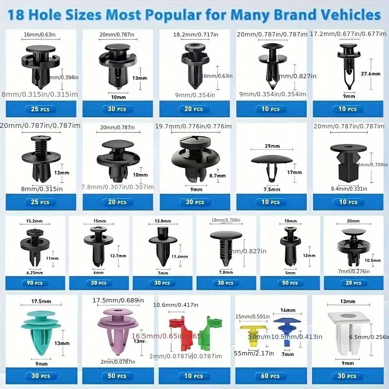 Wholesale 725pcs/Box Plastic Car Clips Set Automotive Push Retainer Clips Fastener Fasteners Parts