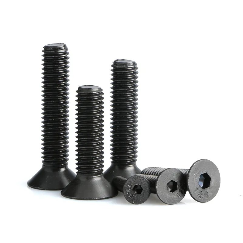 Class Grade 12.9 Black oxide carbon steel DIN 7991 countersunk head bolt M8x30 M8x35 etc