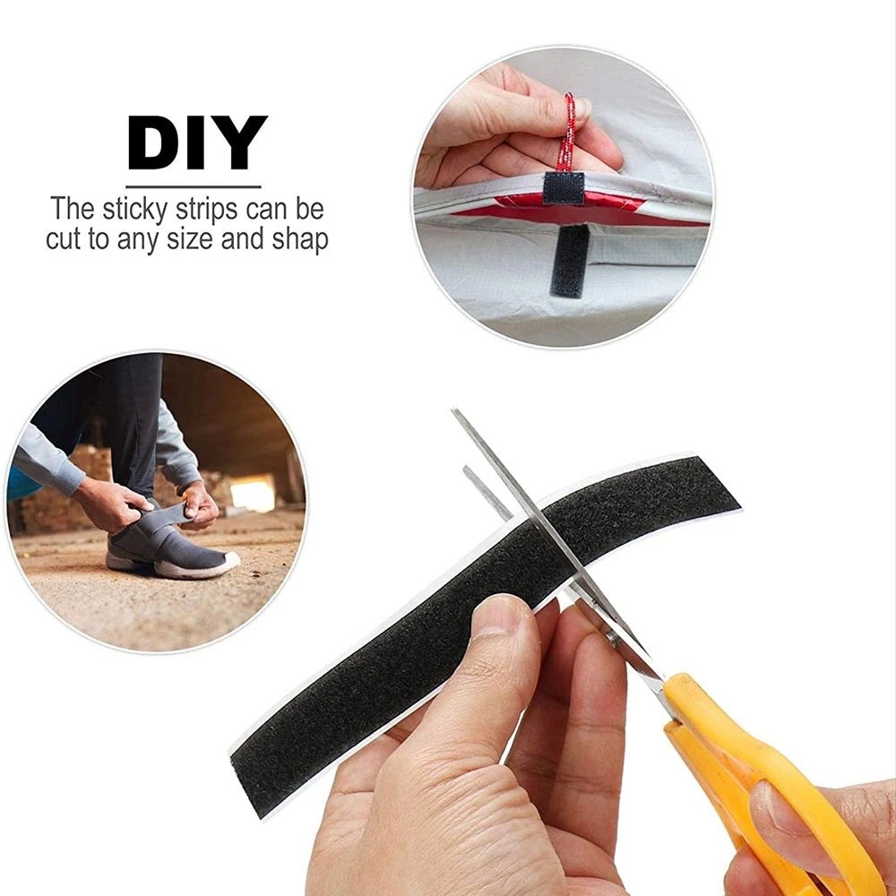 Strong Back Adhesive Velcroes Reusable Straps Soft Nylon Fabric Fastening Hook and Loop Tapes For Auto Rugs Photo Frame