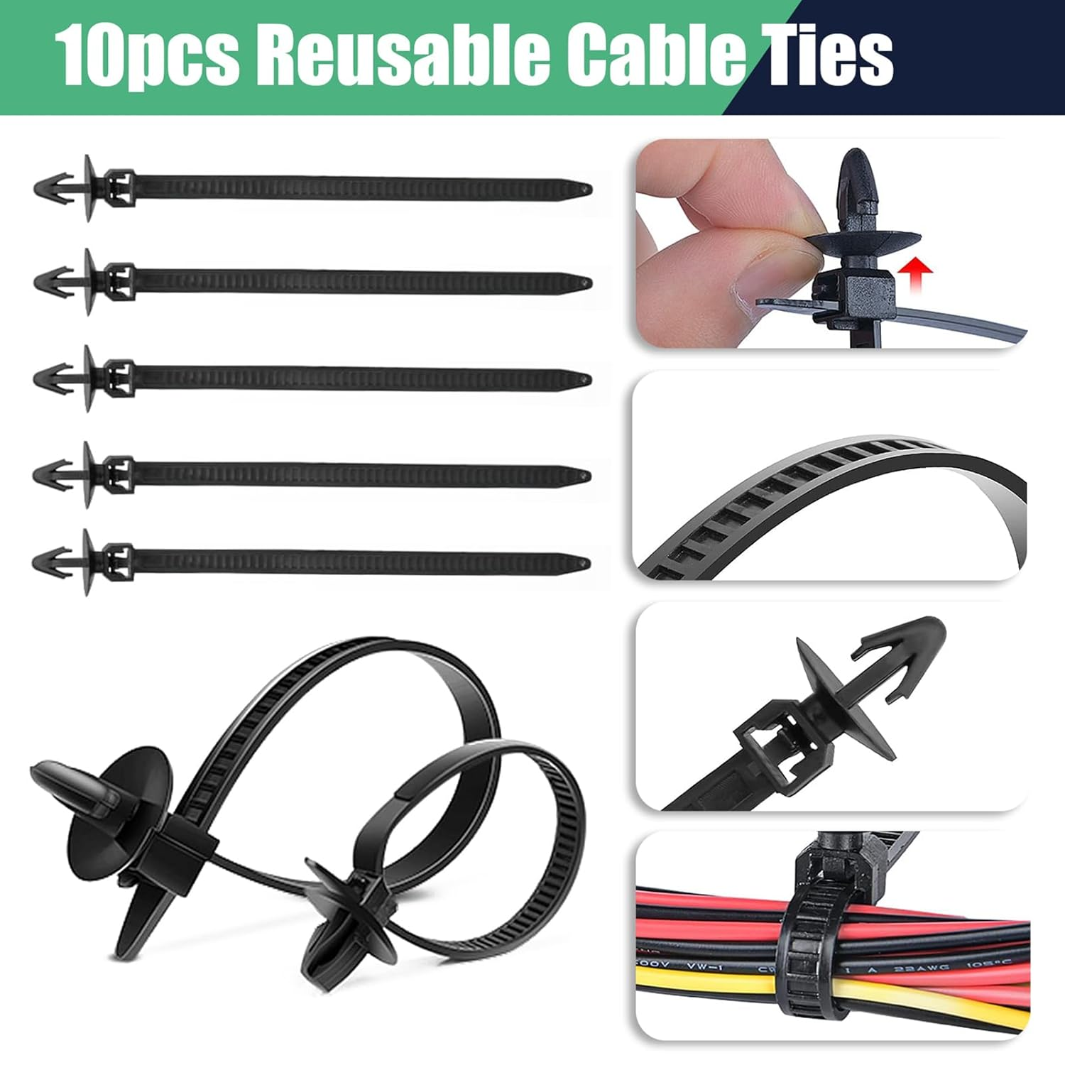 635 Car Push Retainer Clips Auto Fasteners Assortment Nylon Bumper Fender Rivets with Cable Ties for Toyota GM Ford Honda Chevy