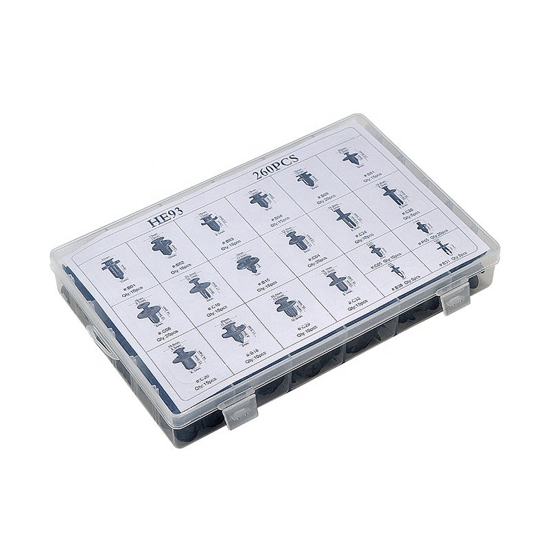 HE93 260 Pcs Auto Clips Assortment Retainer Set -18 MOST Popular Sizes Auto Push Rivets Set Plastic Car Clips And Fasteners