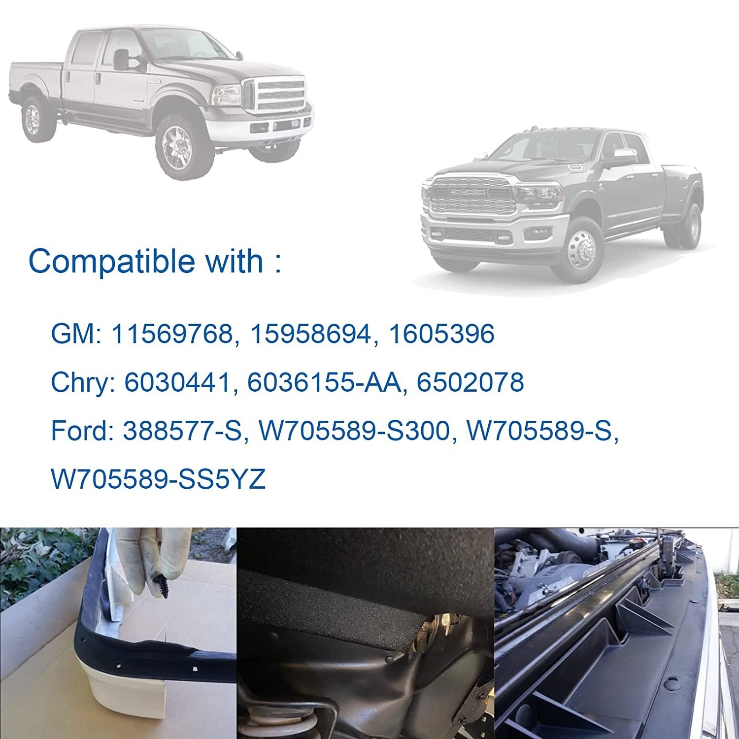 1605396 1595864 6030441 11569768 388577S W705589-S300 6502078 Car Fender & Bumper Shield Fastener Clips for Universal
