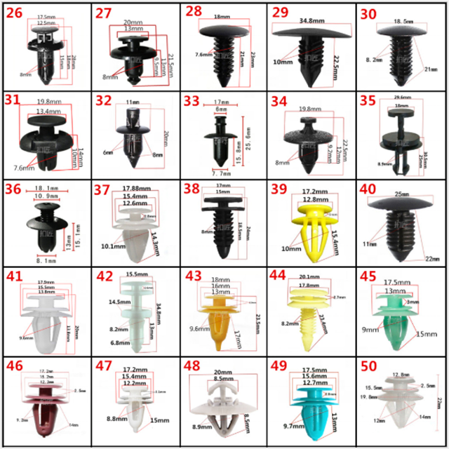 New Mixed Auto Bumper Wheel Eyebrow Fender Plastic Fastener Screw Rivet For All Cars Clip Set