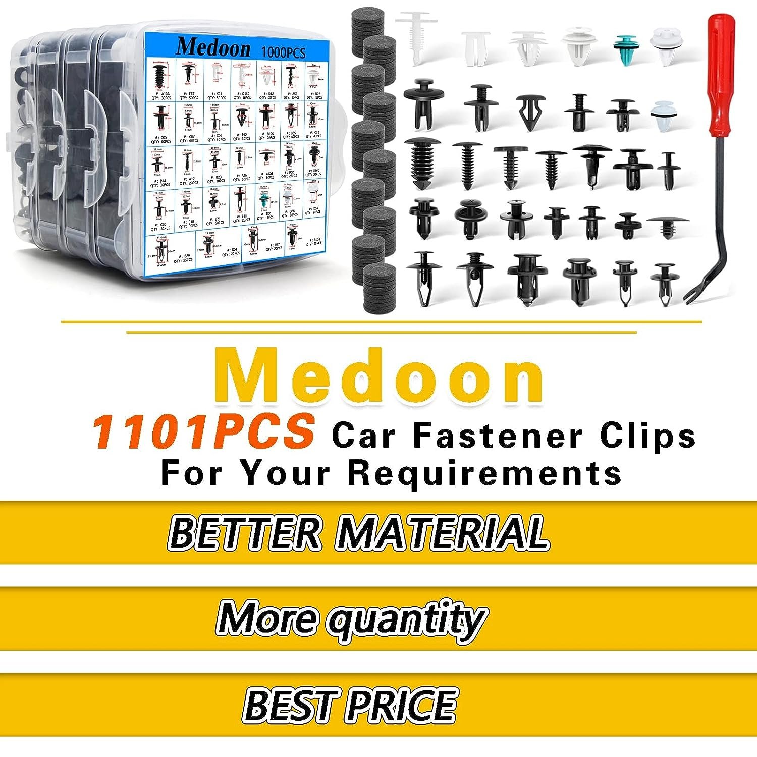 1000Pcs Mixed Plastic Nylon Auto Body Push Retainer Pin Rivet Bumper Door Trim Panel Fastener Car Clip Panel Remover