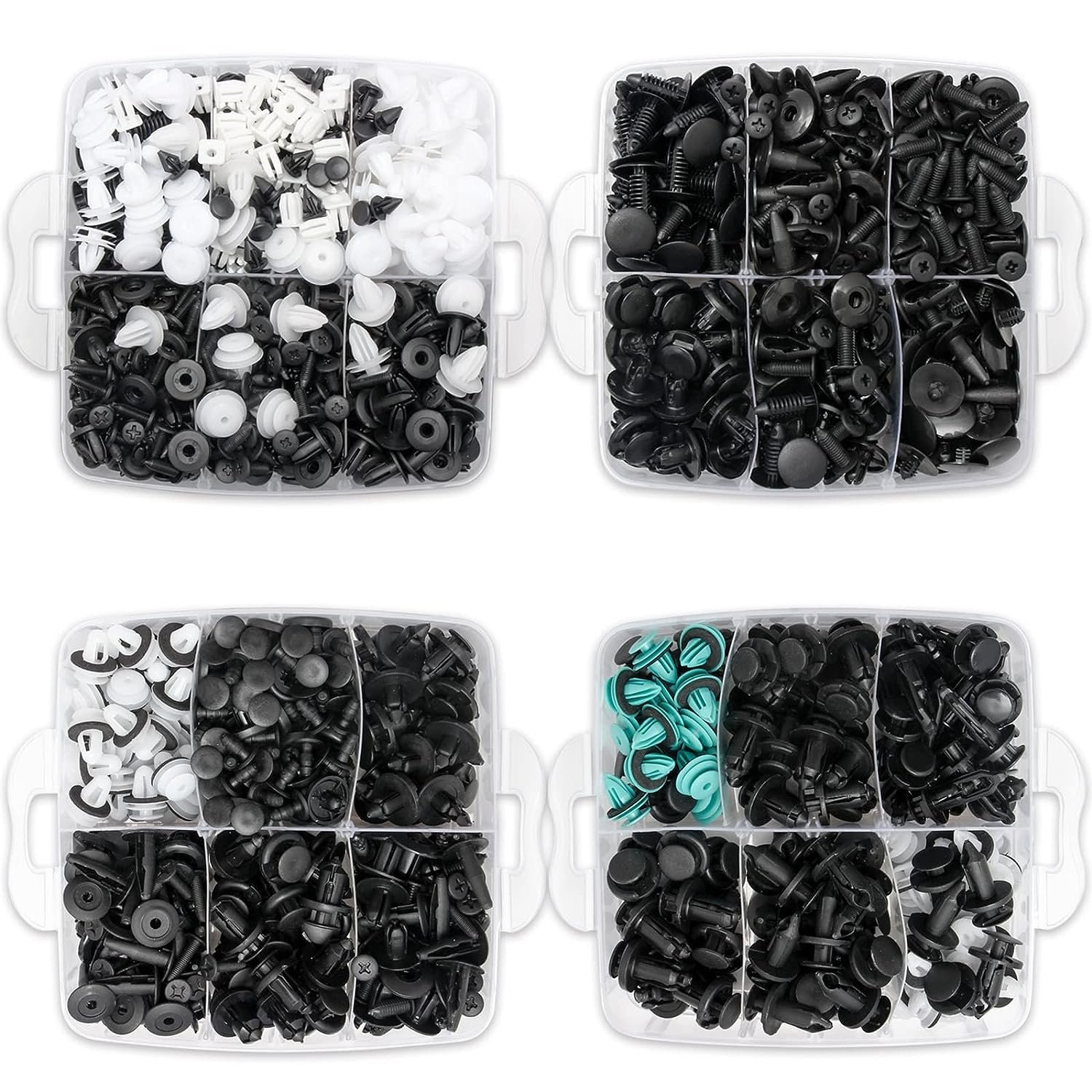1000Pcs Mixed Plastic Nylon Auto Body Push Retainer Pin Rivet Bumper Door Trim Panel Fastener Car Clip Panel Remover
