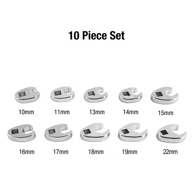 FLAVIC 10Pcs 3/8" Dr. Metric Crowfoot Wrench Set Hand Tools Auto Repair Tools