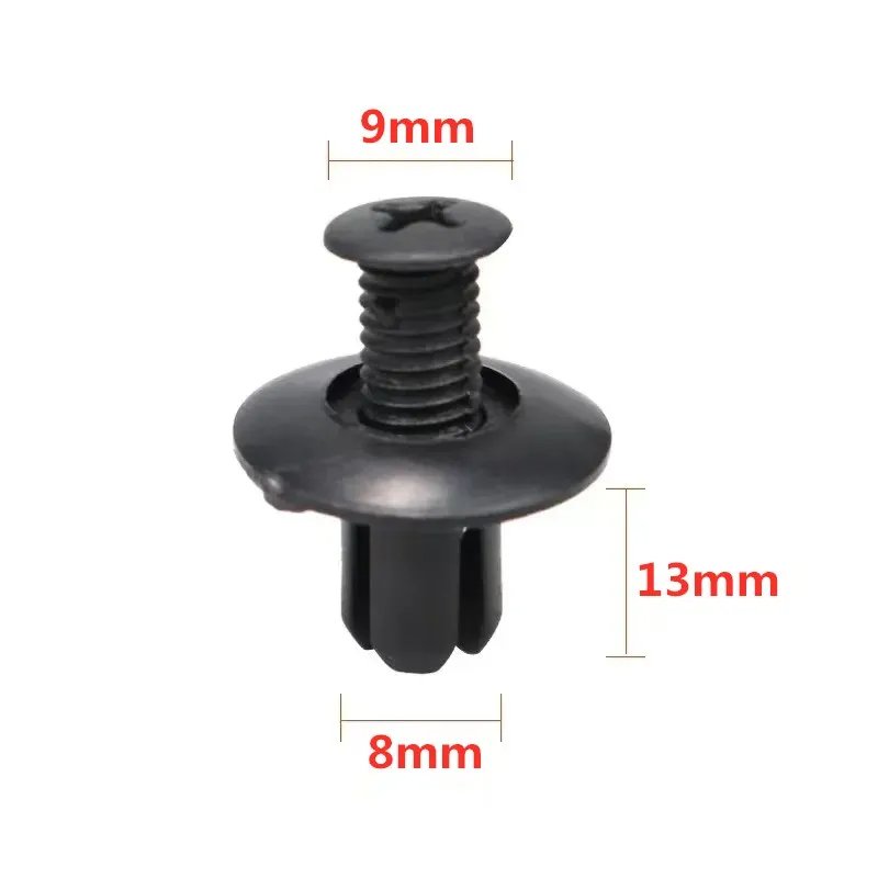 8mm Plastic Rivets Fasteners Screw Car Bumper Fender Black Rivet Auto Fixing Clips for Toyota Focus Kia Nissan Yamaha