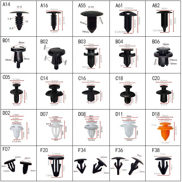 Auto Plastic Clips Fasteners for Car mixed 100pcs Variety plastic rivets