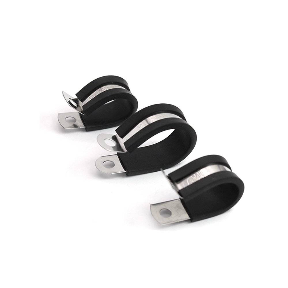 P Cable Clamp Cushioned Insulated Clip SS304 Galvanized Iron With EPDM Rubber U Bracket Pipe Clamp Rubber Inch Stainless Steel