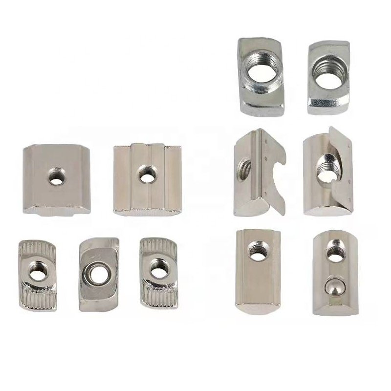 10 X T-Slot Nut Slot 8 - Type I - M8 with Step, Spring Loaded Ball, Heavy Duty, Zinc Plated Steel