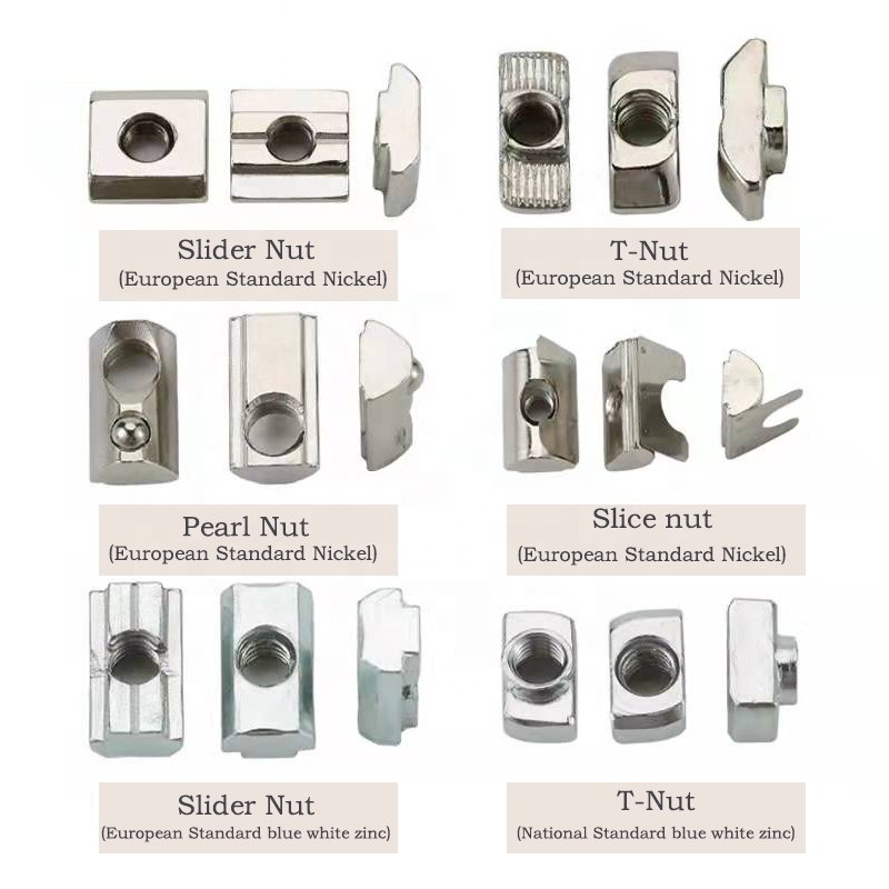 10 X T-Slot Nut Slot 8 - Type I - M8 with Step, Spring Loaded Ball, Heavy Duty, Zinc Plated Steel