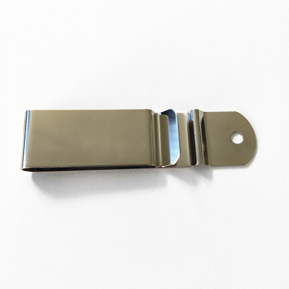Hot Selling OEM Service Manufactured Nickel Plated Spring Steel Flat Metal Waist Clip Fastenings Spring Steel Holster Belt Clip