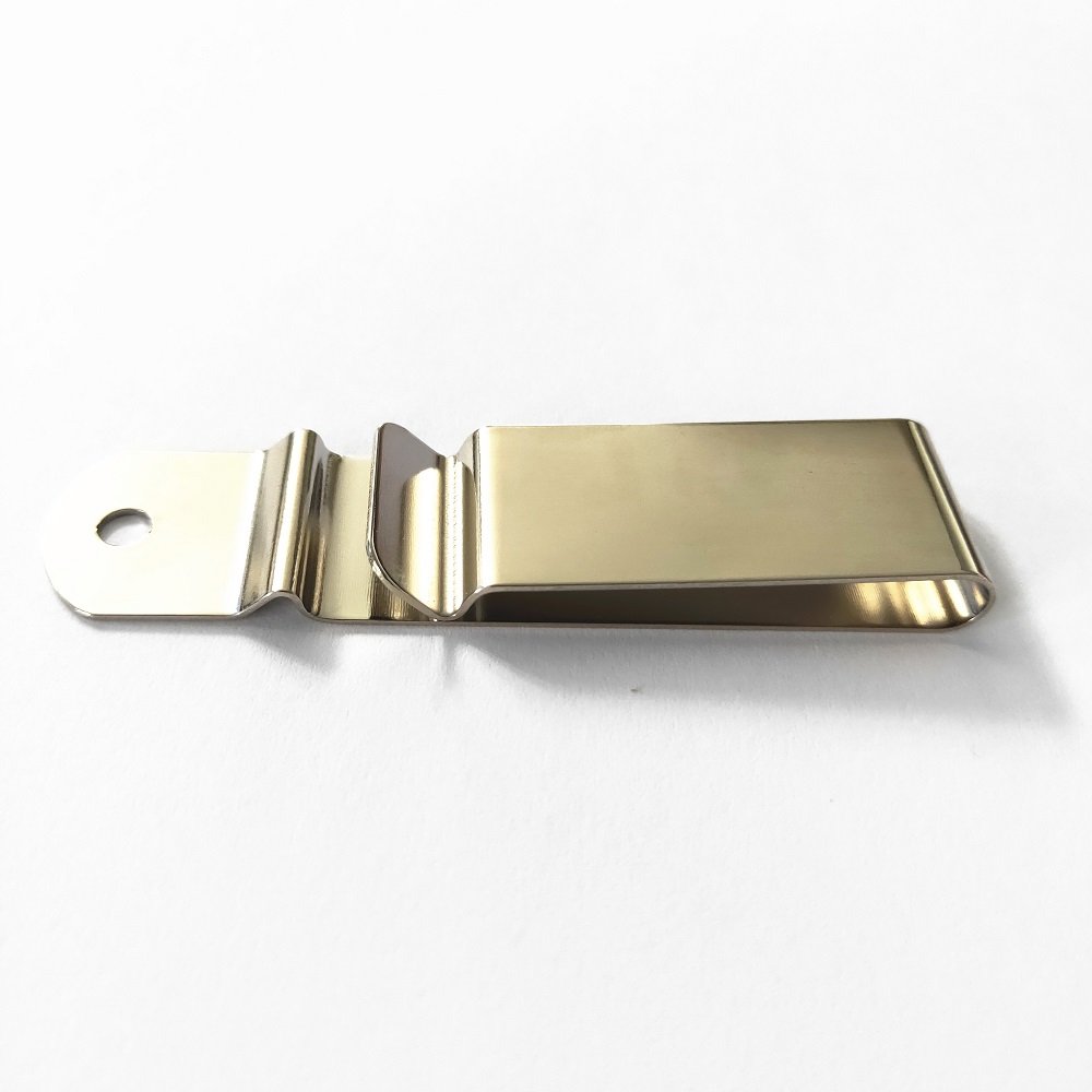 Hot Selling OEM Service Manufactured Nickel Plated Spring Steel Flat Metal Waist Clip Fastenings Spring Steel Holster Belt Clip