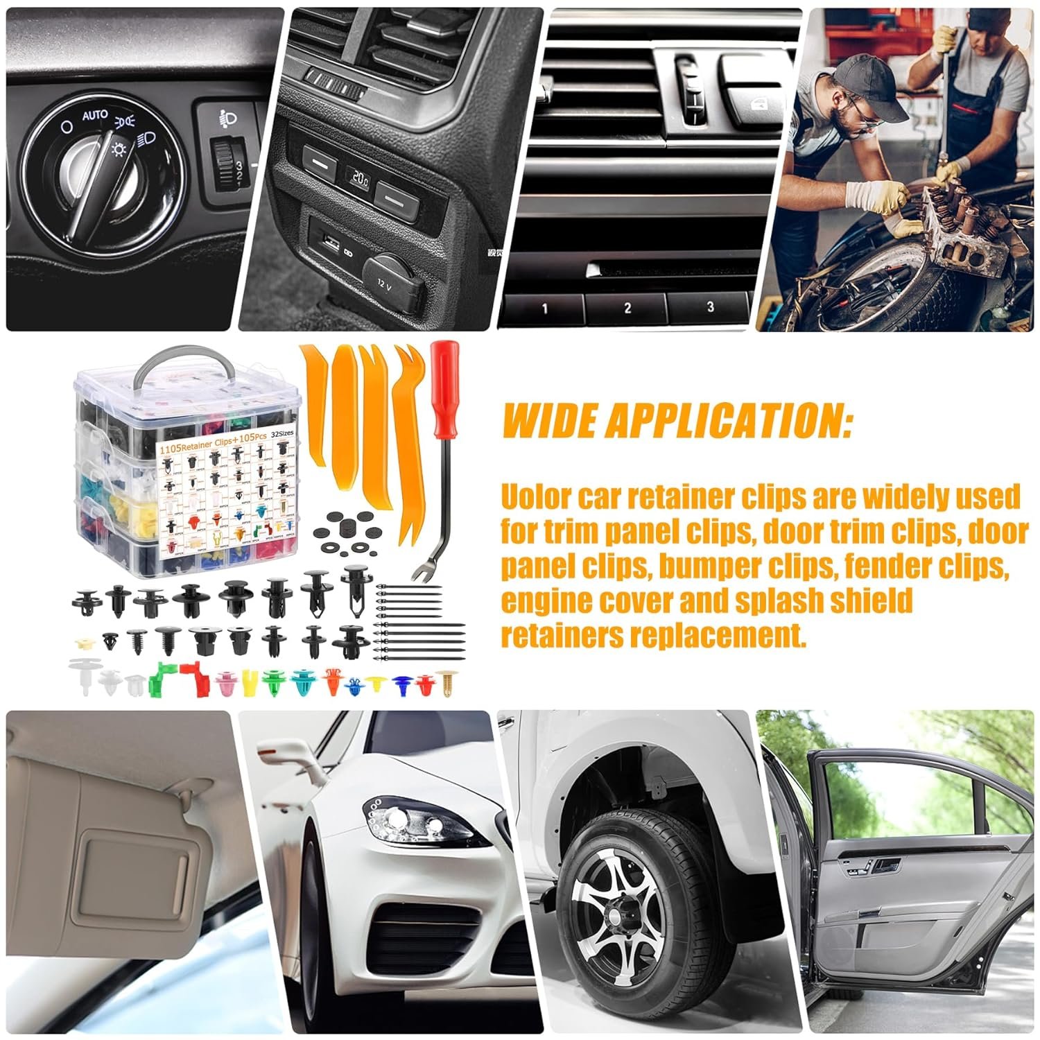 1240Pcs Car Push Retainer Clips & Auto Fasteners Kit 32 types of automotive bumper fastener kits