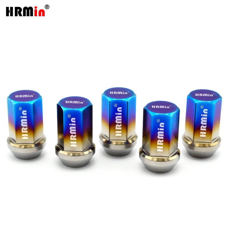 HRMin High Strength Cone Seat Closed End Gr.5 Titanium Car Wheel Nuts Lug Nuts M12*1.5mm/M12*1.25mm for Japanese Cars