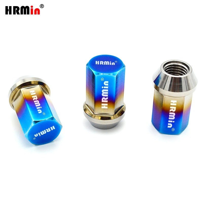 HRMin High Strength Cone Seat Closed End Gr.5 Titanium Car Wheel Nuts Lug Nuts M12*1.5mm/M12*1.25mm for Japanese Cars
