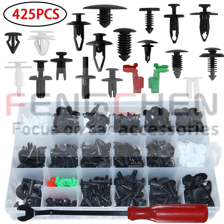 425PCS Buckles Car Door Panel Buckle and 1pcs Screwdriver Plastic Fastener Rivets Combination Set Automotive Fasteners