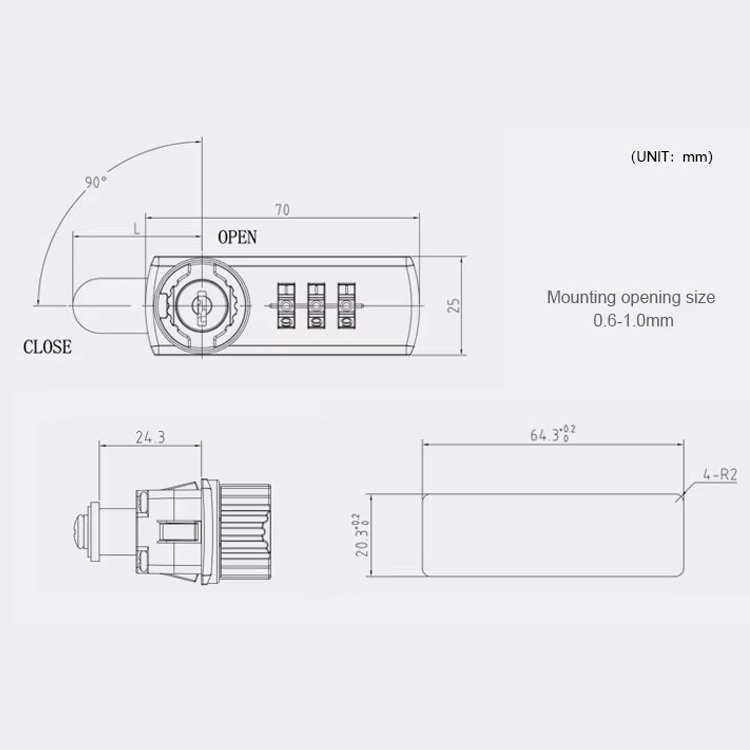 Keyless Alarm Smart Cabinet Drawer Cam Lock Password Unlocking Automatic Mechanical Code Locks