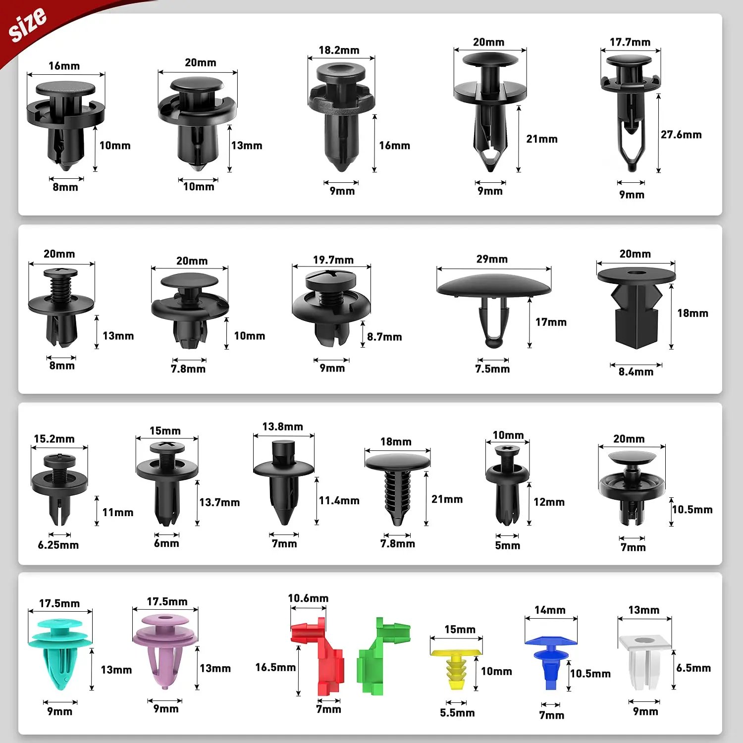 725 Car Push Retainer Clips Auto Fasteners Assortment Nylon Bumper Rivets Remover GM Chevy