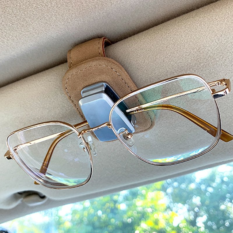 Universal Car Auto Sun Visor Leather Glasses Box Sunglasses Clip Card Ticket Holder Fastener Pen Case Eyeglasses Accessories