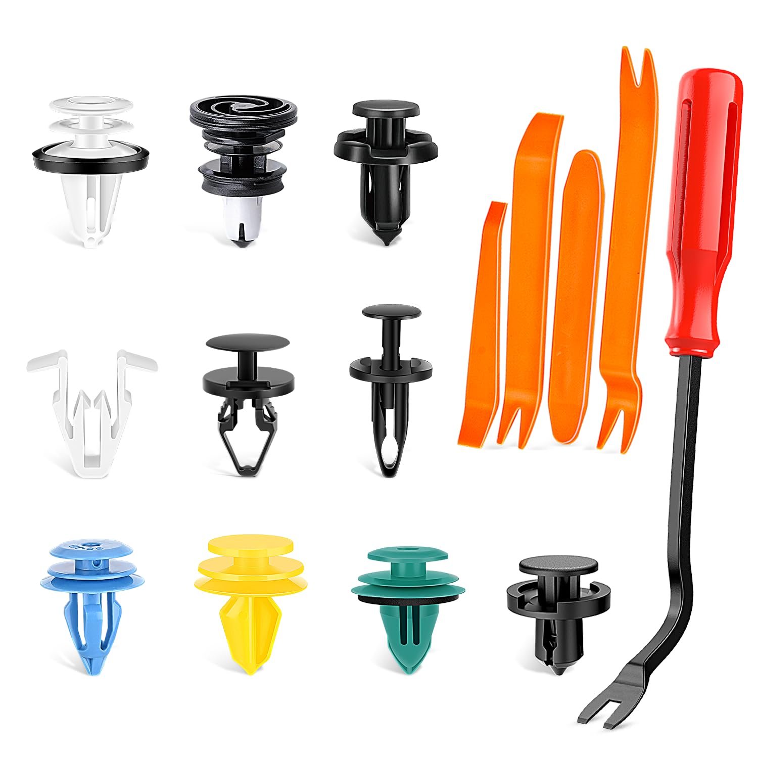 200PCS Car Plastic Rivets Fasteners Push Retainer Kit Auto Push Pin Rivets for Tes La Body Retainer Fastener Clip