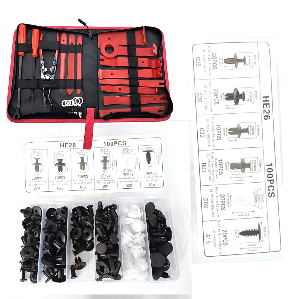 119PCS Car audio Repair Tool Clips Rivet Fastener Door Panel Trim Auto Interior Disassembly Tool With Car Clip Set