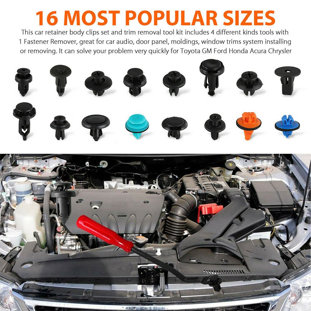 635Pcs Plastic Car Push Retainer Clips&Auto Body Fasteners Assortment Car Clips Rivet Bumper Kit
