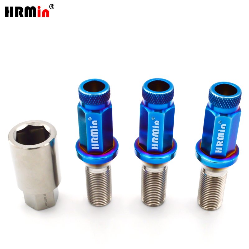m14x1.25 gr5 titanium long head cone seat knurled wheel bolt titanium bolt for racing car