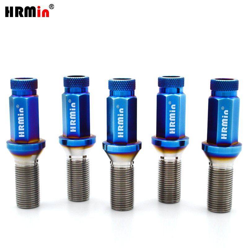 m14x1.25 gr5 titanium long head cone seat knurled wheel bolt titanium bolt for racing car