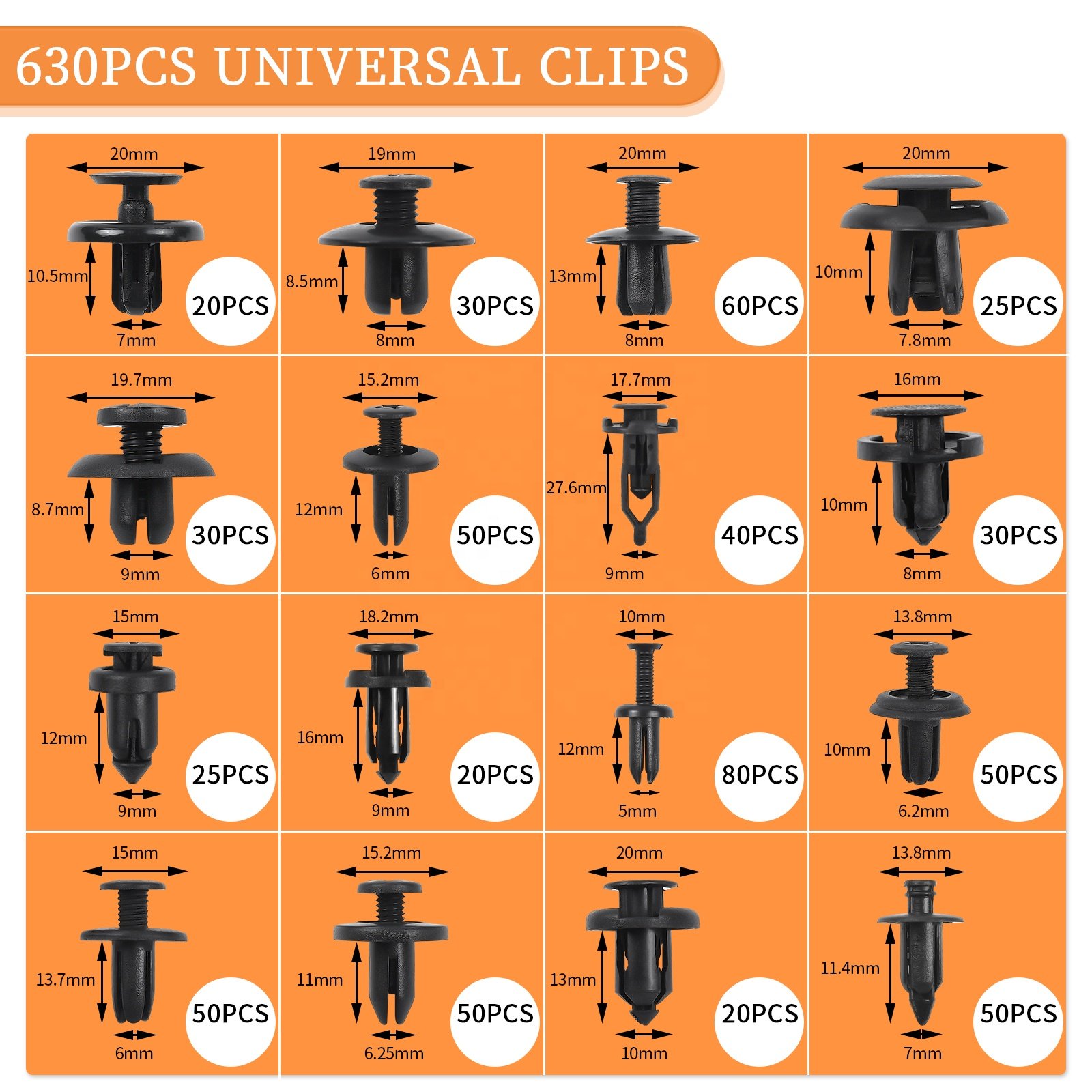 675PCS Car Retainer Clips Kit Nylon Bumper Fender Rivets with Foam Cable Ties and Fasteners Remover