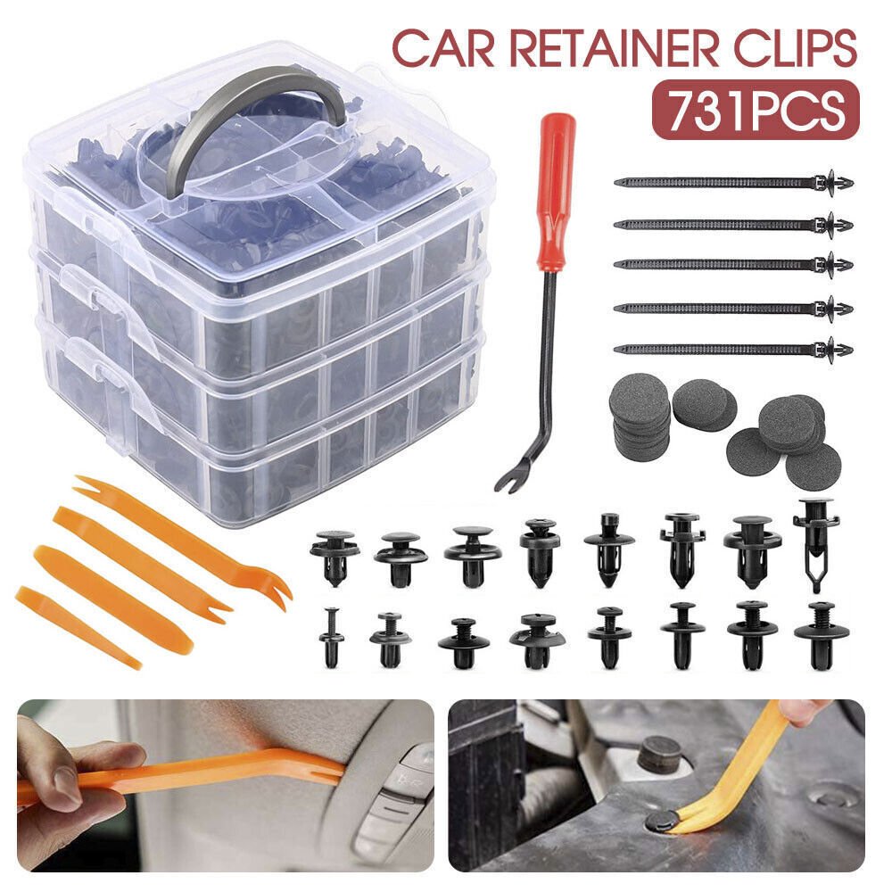731pcs car clips Trim Body Clips Kit Rivets Push Retainer Auto Panel Bumper Clips Plastic Bumper Fastener