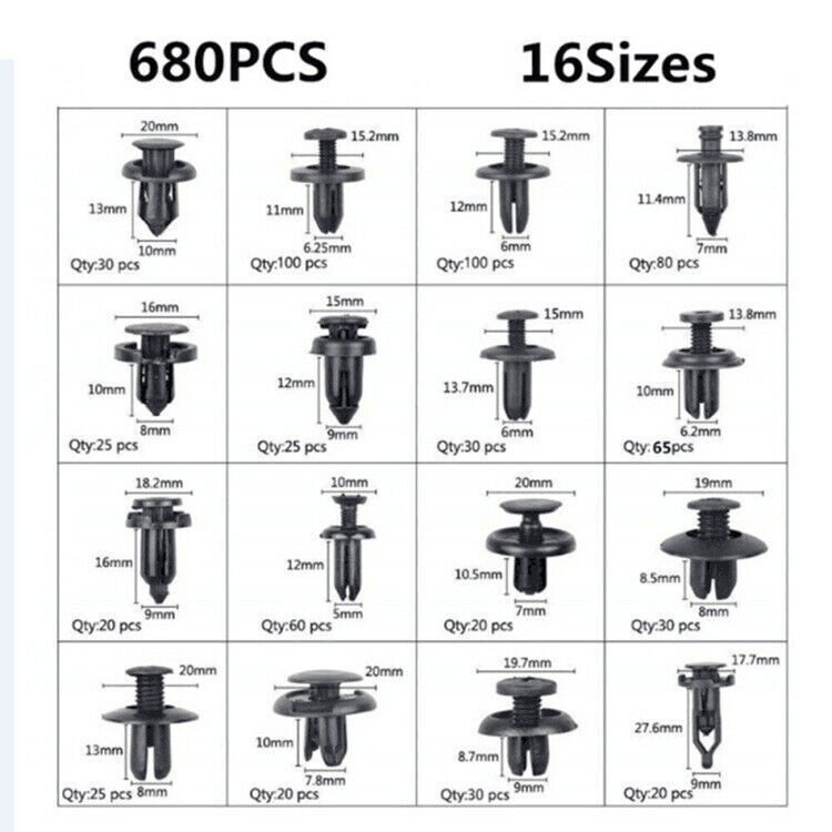 731pcs car clips Trim Body Clips Kit Rivets Push Retainer Auto Panel Bumper Clips Plastic Bumper Fastener