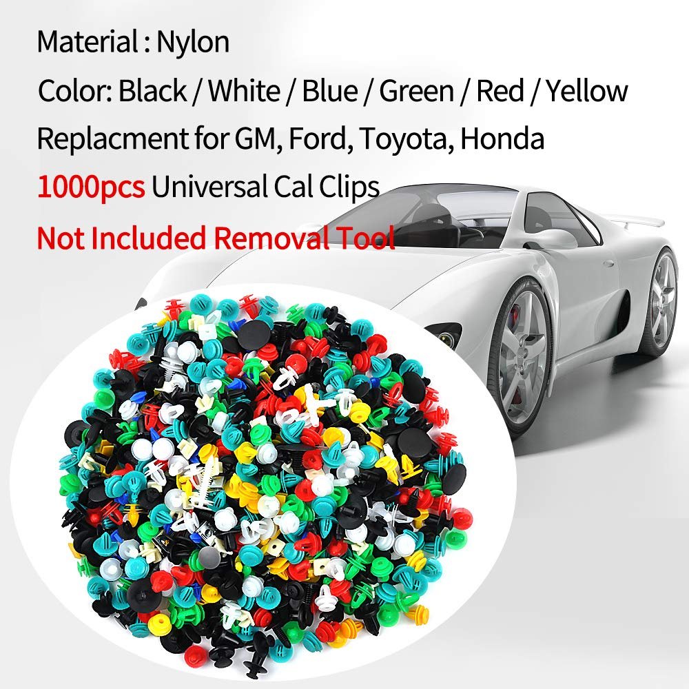 MIKKUPPPA 1000PCS Universal Plastic Fasteners Automotive Push Pin Bumper Door Panel Car Clips