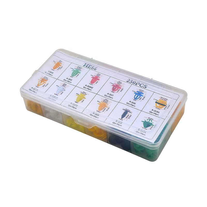 HE86 12kinds Different Fasteners 250pcs Assorted Car Bumper Door Fender Retainer Fastener Clip Moulding FIxing Trim Clips