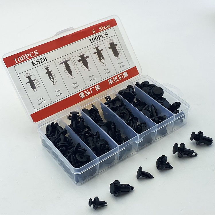 100pcs/Box 6 Kinds Car Plastic Fastener Clips Set Mixed Auto Body Push Retainer Pin Rivet Bumper Door Trim Panel Fastener Clip