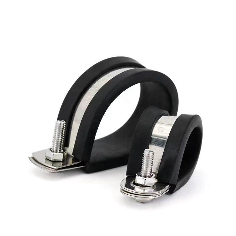 PVC Cushion Cable Clamps Stainless Steel Thermoplastic Coating Pipe Clip with Zinc Bolt and Nut Hose Clamp Type