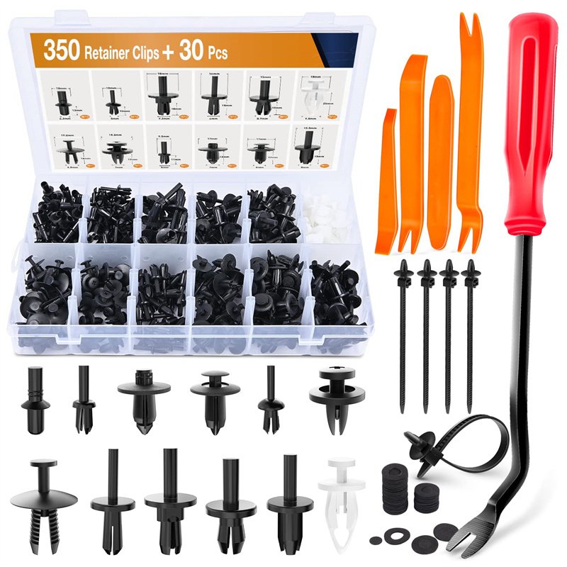 380Pcs Car Plastic Automotive Push Retainer Door Panel Trim Clips Kit Auto Body Fasteners Assortment Fender Rivet Bumper Set